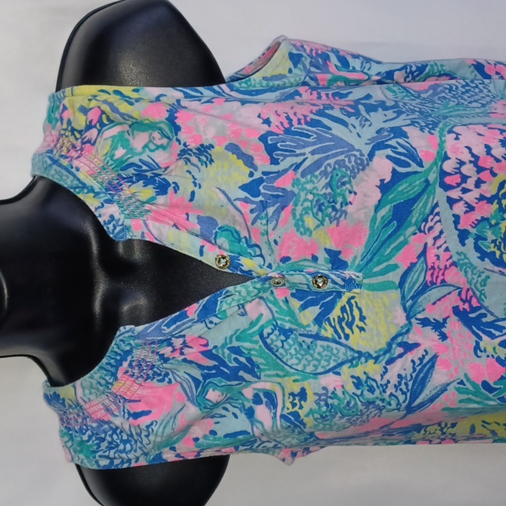Lilly Pulitzer Mermaid Cove Shift Dress, Sz XL, 20" PTP, 30" L - Picture 2 of 8